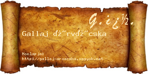 Gallaj Árvácska névjegykártya